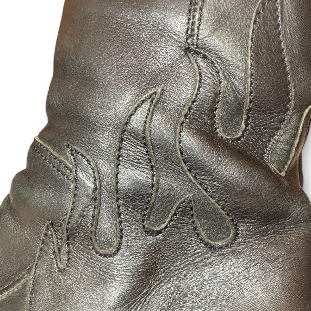 VTG Harley Davidson Flame Embossed Leather Biker Boots Made in Brazil Size 7 - Picture 10 of 14